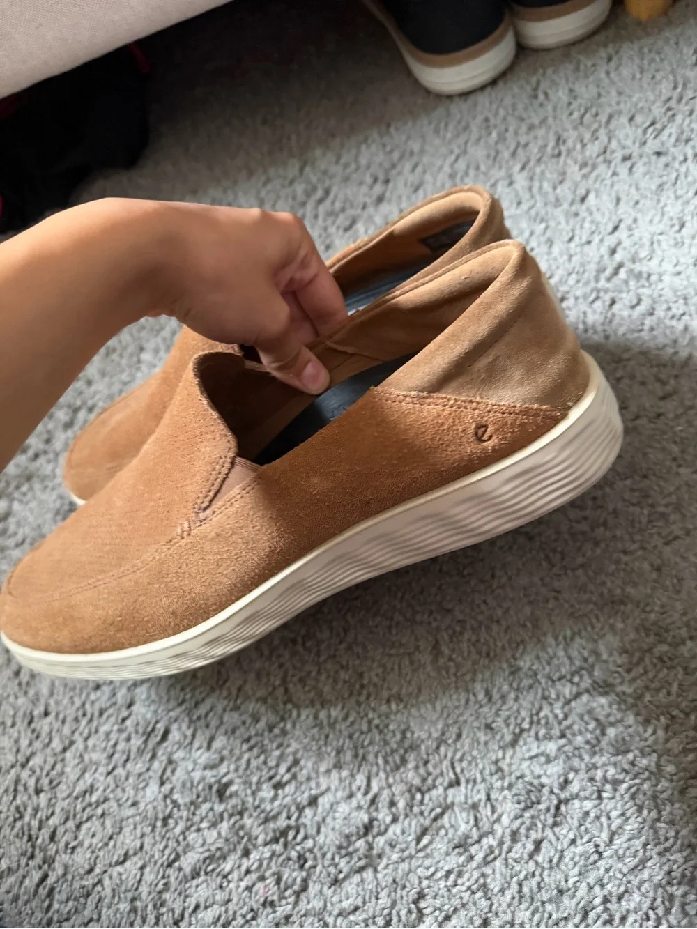 Ecco Men's Tan Suede Slip-On Loafers